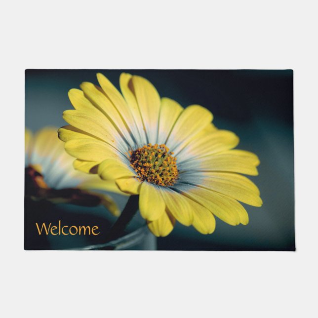Gelb und Aquamarine Daisy Doormat Fußmatte (Vorderseite)