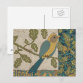 Gelb und aquamariner blauer Vogel gehockt auf Postkarte (Vorne/Hinten)