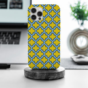 Gelb und Baby Blue Trellis, Gitter, Quatrefolie Case-Mate iPhone Hülle