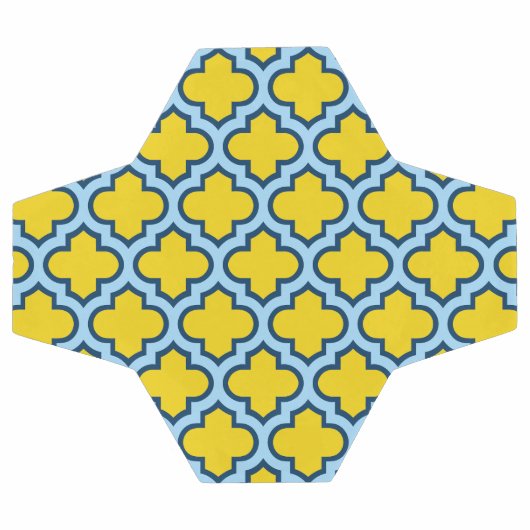 Gelb und Baby Blue Trellis, Gitter, Quatrefolie Fußball (Flach)