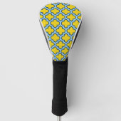 Gelb und Baby Blue Trellis, Gitter, Quatrefolie Golf Headcover (Vorderseite)