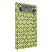 Gelb und Baby Blue Trellis, Gitter, Quatrefolie Mini Klemmbrett (Schrägansicht)