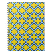 Gelb und Baby Blue Trellis, Gitter, Quatrefolie Notizblock (Vorderseite)