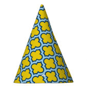 Gelb und Baby Blue Trellis, Gitter, Quatrefolie Partyhütchen (Rechts)