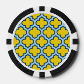 Gelb und Baby Blue Trellis, Gitter, Quatrefolie Pokerchips (Vorderseite)