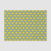 Gelb und Baby Blue Trellis, Gitter, Quatrefolie Seidenpapier (Vorderseite)