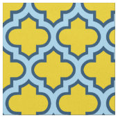 Gelb und Baby Blue Trellis, Gitter, Quatrefolie Stoff (Nahaufnahme)