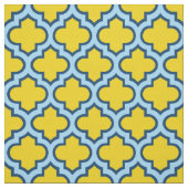 Gelb und Baby Blue Trellis, Gitter, Quatrefolie Stoff (Muster)