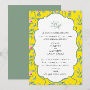 Gelb und Basilikum Grün Probedinner Einladung