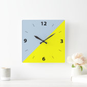 Gelb- und Beaublau, Solid-Color-Hintergrund Quadratische Wanduhr (Zuhause)
