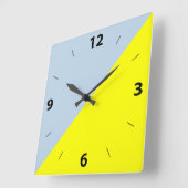 Gelb- und Beaublau, Solid-Color-Hintergrund Quadratische Wanduhr (Winkel)