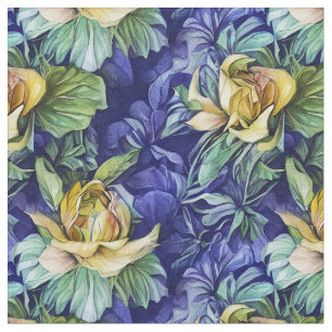 Gelb und Blau Floral Stoff