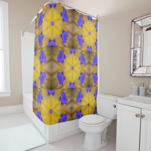 Gelb und blau Gemustert Duschvorhang (Beispiel)
