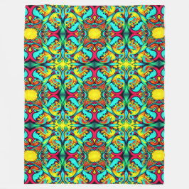 Gelb und blau Gemustert Fleece Blankon