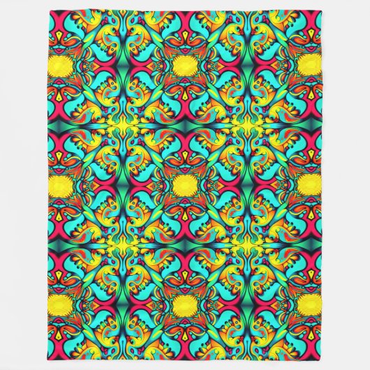 Gelb und blau Gemustert Fleece Blankon (Vorderseite)