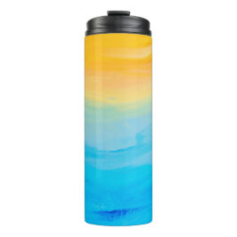 Gelb und blau gestrichen Abstrakt Thermosbecher