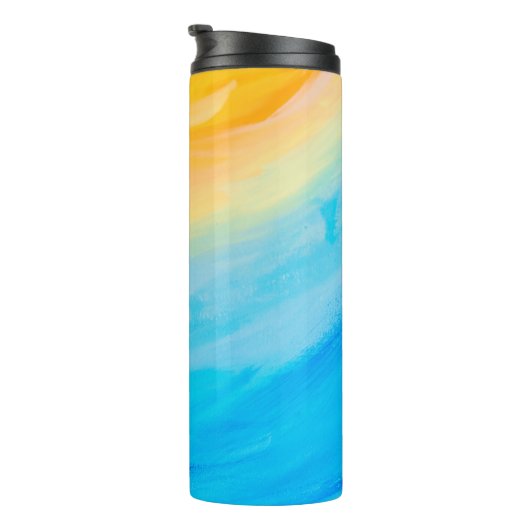 Gelb und blau gestrichen Abstrakt Thermosbecher (Nach rechts gedreht)