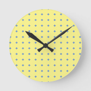 gelb und blau, hübsches Ländermuster Runde Wanduhr