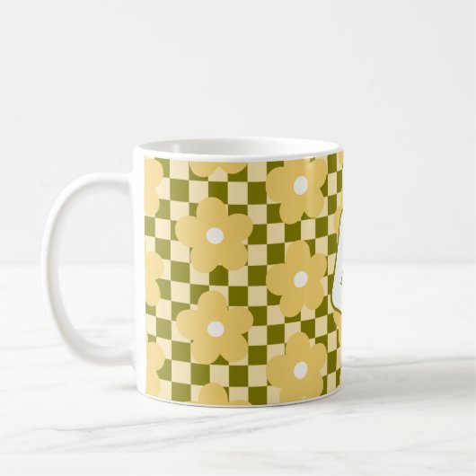 Gelb und blau kontrolliertes Blumendesign Kaffeetasse (Links)