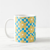 Gelb und blau kontrolliertes Blumendesign Kaffeetasse (Links)