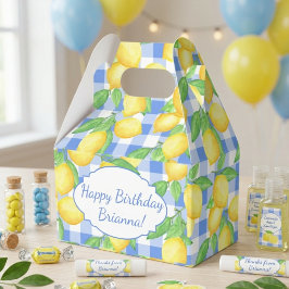 Gelb und Blau Lemon Gingham Custom Geschenkschachtel