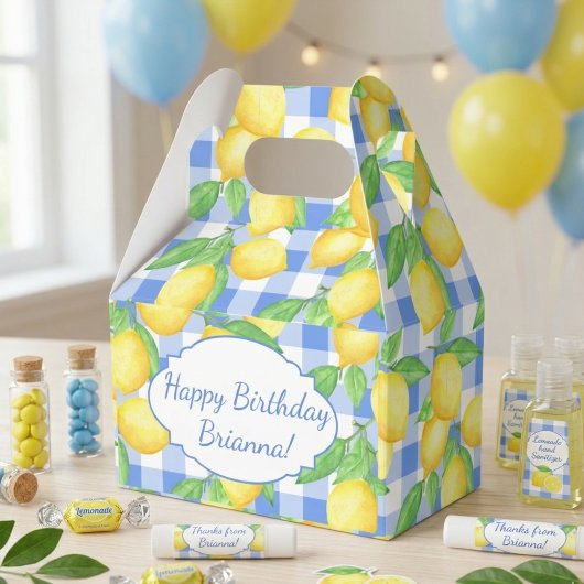 Gelb und Blau Lemon Gingham Custom Geschenkschachtel