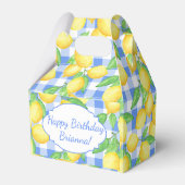 Gelb und Blau Lemon Gingham Custom Geschenkschachtel (Rückseite)