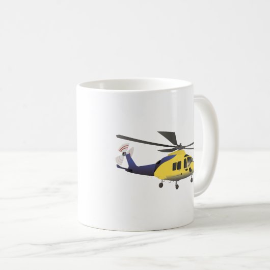 Gelb und Blau Moderner Hubschrauber Kaffeetasse (VorderseiteRechts)