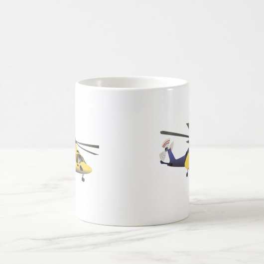 Gelb und Blau Moderner Hubschrauber Kaffeetasse (Mittel)