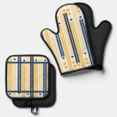 Gelb und Blau Ofenhandschuh & Topflappen-Set (Vorderseite/Rückseite)