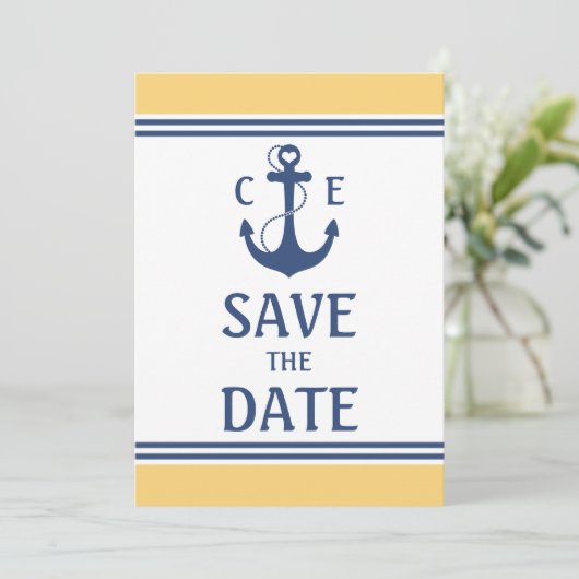 Gelb und blau Save the Date (Stehend Vorderseite)