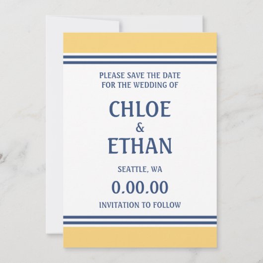 Gelb und blau Save the Date (Rückseite)