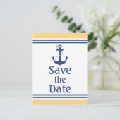 Gelb und blau Save the Date Ankündigungspostkarte (Stehend Vorderseite)