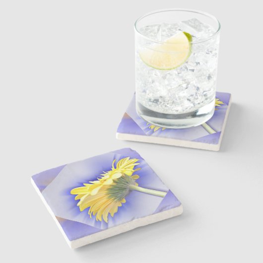 Gelb und Blau Steinuntersetzer (Seitenansicht)