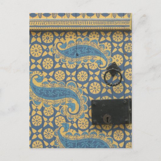 Gelb und Blau Tallinn, Estland Holztüre Postkarte (Vorderseite)