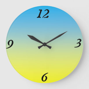 Gelb und blau zwei Tone Große Wanduhr