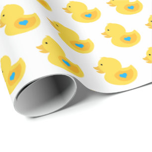 Gelb und Blauer Gummi Ducky Geschenkpapier