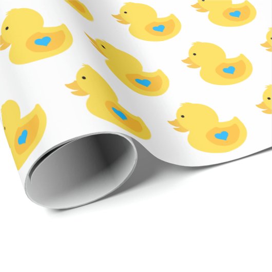 Gelb und Blauer Gummi Ducky Geschenkpapier (Rolleneckpunkt)