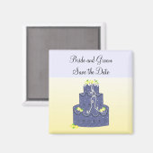 Gelb und Blauer Kuchen Save the Date Magnet (Vorderseite/Rückseite)