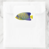 Gelb und Blauer Streifen tropische Fische Quadratischer Aufkleber (Tasche)