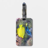 Gelb und Blauer Tang Gepäckanhänger (Rückseite vertikal)