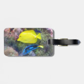Gelb und Blauer Tang Gepäckanhänger (Rückseite horizontal)