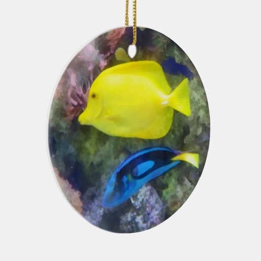 Gelb und Blauer Tang Keramikornament (Rechts)