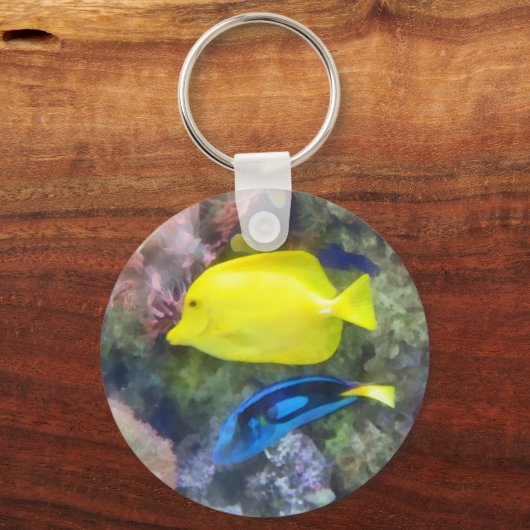 Gelb und Blauer Tang Schlüsselanhänger (Vorderseite)