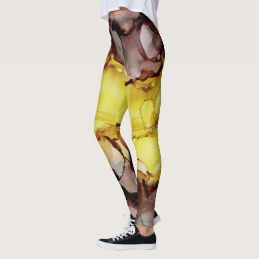 Gelb und braun Abstrakte Leggings (Links)