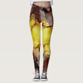 Gelb und braun Abstrakte Leggings (Vorderseite)