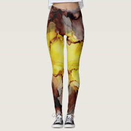 Gelb und braun Abstrakte Leggings