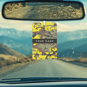 Gelb und braun Camouflage Ihr Name personalisieren Autolufterfrischer
