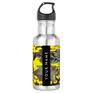 Gelb und braun Camouflage Ihr Name personalisieren Edelstahlflasche