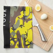 Gelb und braun Camouflage Ihr Name personalisieren Geschirrtuch (Viertel Falte)